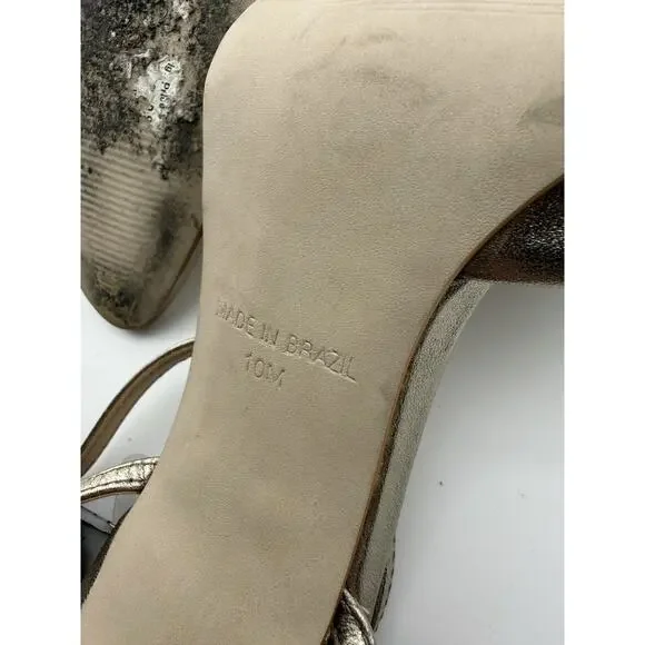Steve Madden Beki Sandal in Gold Color 4.25" Heel - Women's Size 10 - Picture 9 of 9
